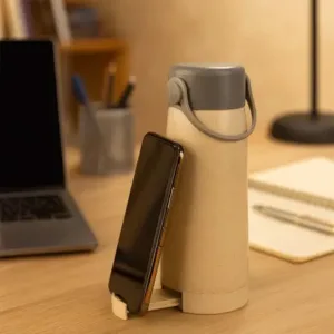 Creative Wheat Glass Water Bottle with Mobile Holder Leakproof Design (380 ML) ( default, Standard )