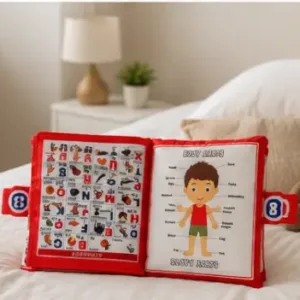 Alphabet Character Kids Pillow – Soft Cotton Printed Baby Pillow | Educational Letter Cushion for Kids ( red, OS )