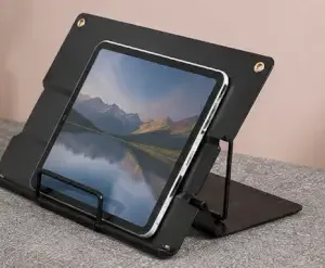 Metal Book Stand Holder – Adjustable 6-Position Foldable Cookbook & Reading Stand with Page Clip ( black, OS )