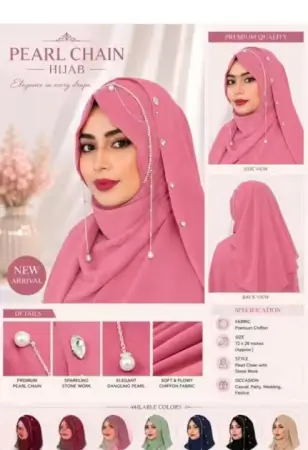 AaHsSoeFkSlbZd2497kKVqDtM08INBQKeUoIos0F.webp Brown Bridal Jhoomar Hijab for Women | Turkish Ready-to-Wear Chandelier Hijab | Wedding & Party Wear Designer Georgette Hijab ( pink, Standard )
