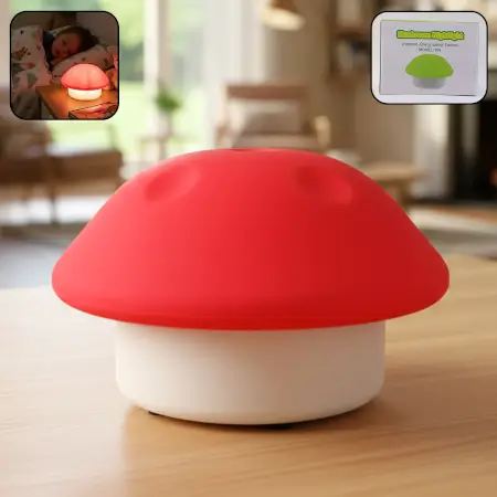 HeKKQDaJTYWLHeXimMJcPBaRpgsfNOWY3BfJATIm.webp Mushroom Shaped LED Night Light – Soft Glow Decorative Lamp for Bedroom, Kids Room & Bedside ( red, OS )