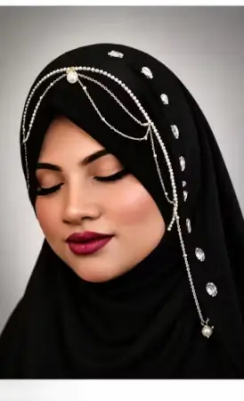 J41q8QcbpImNwTaIbEMsmKqGQwyCeAaosRPzMbSa.webp Brown Bridal Jhoomar Hijab for Women | Turkish Ready-to-Wear Chandelier Hijab | Wedding & Party Wear Designer Georgette Hijab ( black, Standard )