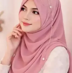 Brown Bridal Jhoomar Hijab for Women | Turkish Ready-to-Wear Chandelier Hijab | Wedding & Party Wear Designer Georgette Hijab ( pink, Standard )