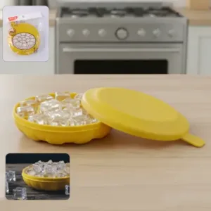 Round Ice Cube Tray with Lid – Easy Release Ice Maker Mold with Handle for Home, Kitchen, Drinks & Parties ( yellow, OS )