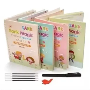 Magic Practice Copybook Set for Kids | 4 Reusable Handwriting Books with 10 Refills, Pen & Grip | Alphabet, Numbers, Drawing & Math Learning Activity Books ( default, Standard )