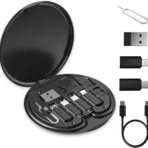 All in One 60W Fast Charging Travel Data Cable Set with Type C USB A Lightning Micro Connectors Portable Multi Functional Cable Kit ( default, OS )