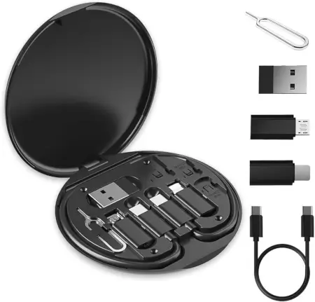 Wz5WYCToM5sE0D27HwbJbwnyU2L3Z4d6y4oY8hyE.webp All in One 60W Fast Charging Travel Data Cable Set with Type C USB A Lightning Micro Connectors Portable Multi Functional Cable Kit ( default, OS )