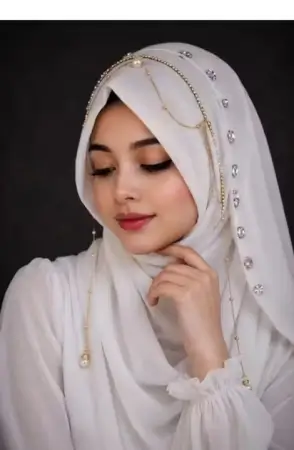 YR4NDCJZcmO0YALMKzb6XKaevCGZvHctecjZfbBN.webp Brown Bridal Jhoomar Hijab for Women | Turkish Ready-to-Wear Chandelier Hijab | Wedding & Party Wear Designer Georgette Hijab ( white, Standard )
