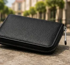 Premium PU Leather Credit Card Holder – 9 Slot Zipper Card Wallet for ATM, Debit, Credit & ID Cards ( black, OS )