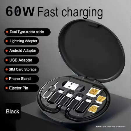 mgq4zfINPeTU0qheYVRdhOh4MKWZ4RcvYFFBr4PF.webp All in One 60W Fast Charging Travel Data Cable Set with Type C USB A Lightning Micro Connectors Portable Multi Functional Cable Kit ( default, OS )