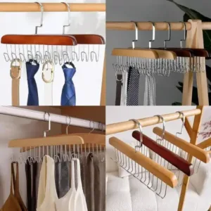 Space-Saving 8-Hook Wooden Hanger Multi-Purpose Closet Organizer ( default, Standard ).