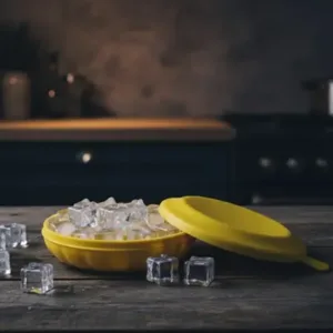 Round Ice Cube Tray with Lid – Easy Release Ice Maker Mold with Handle for Home, Kitchen, Drinks & Parties ( yellow, OS )
