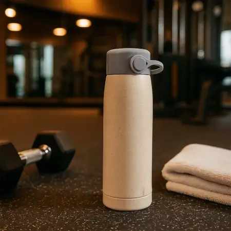 Creative Wheat Glass Water Bottle with Mobile Holder Leakproof Design (380 ML) ( default, Standard )