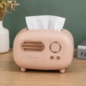 Vintage Retro Tissue Box Holder – Dark Green Plastic Tissue Storage Organizer for Kitchen, Dining Table, Living Room & Office ( pink, OS )